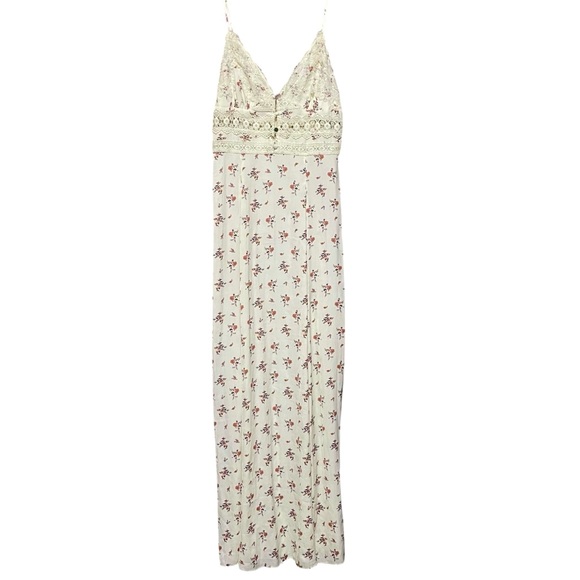 Free People Out And About Maxi Slip Dress in Ivory Combo Romantic Feminine Sz S - Picture 5 of 15